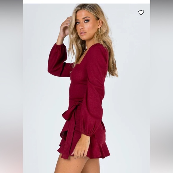 Princess Polly Red Sheath Mini Dress with Bishop Sleeves short fall euro summer - Picture 3 of 14
